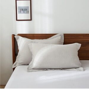 100% Flax Linen Light Grey Shams 20x26” (Set of 2)